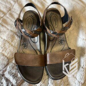 Aetrex Orthopedic Wedge Sandals W 7.5 Brown Adjustable